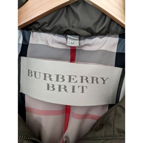 Women's Burberry Brit Long Quilted Hooded Puffer Winter Coat M - Picture 3 of 8